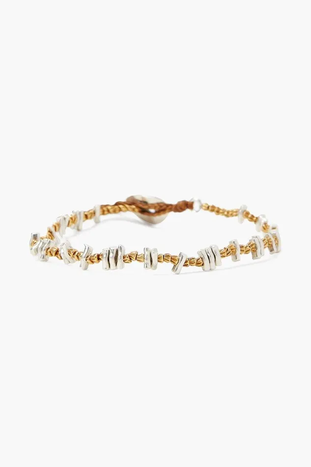 Chan Luu Bracelets Women Etched Nugget Single Naked Wrap Bracelet Silver Mix
