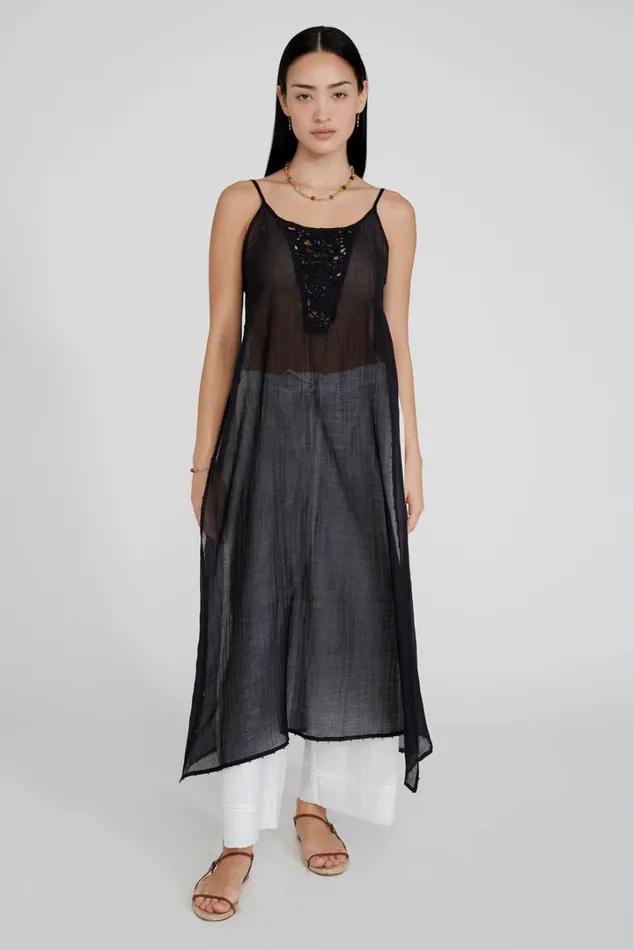Chan Luu Dresses Women Carmen Crochet Tunic Black
