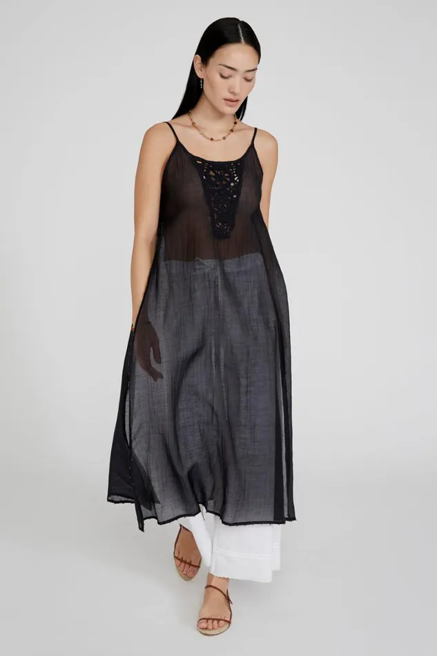 Chan Luu Dresses Women Carmen Crochet Tunic Black