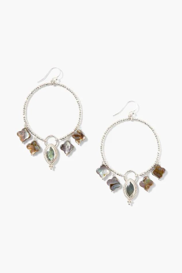 Chan Luu Earrings Women Clover Hoop Earrings Abalone Mix