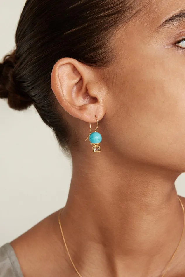 Chan Luu Earrings Women Elena Drop Earrings Turquoise Mix