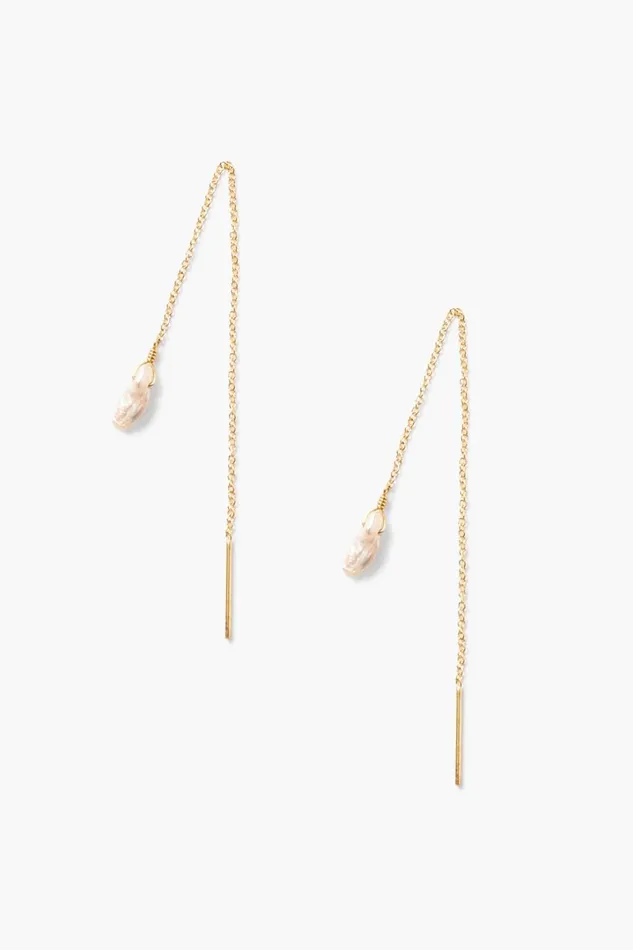 Chan Luu Earrings Women Pink Keshi Pearl Thread Thru Earrings