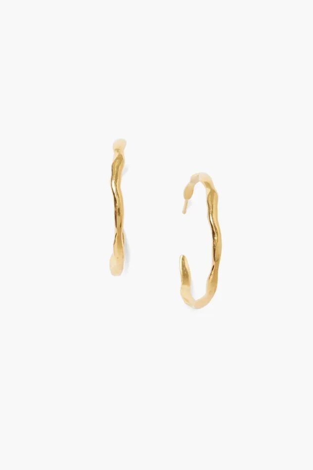 Chan Luu Earrings Women Wave Hoop Earrings Yellow Gold