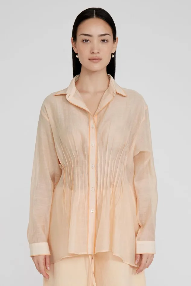 Chan Luu Tops Women Allison Pintucked Blouse Apricot Ice