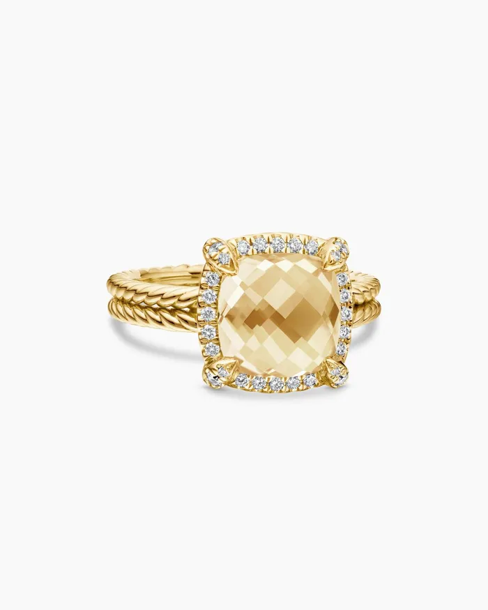 Chatelaine Pav Bezel Ring In 18K Yellow Gold 9mm Women David Yurman Statement Chatelaine Pav Bezel Ring In 18K Yellow Gold 9mm Women David Yurman Statement