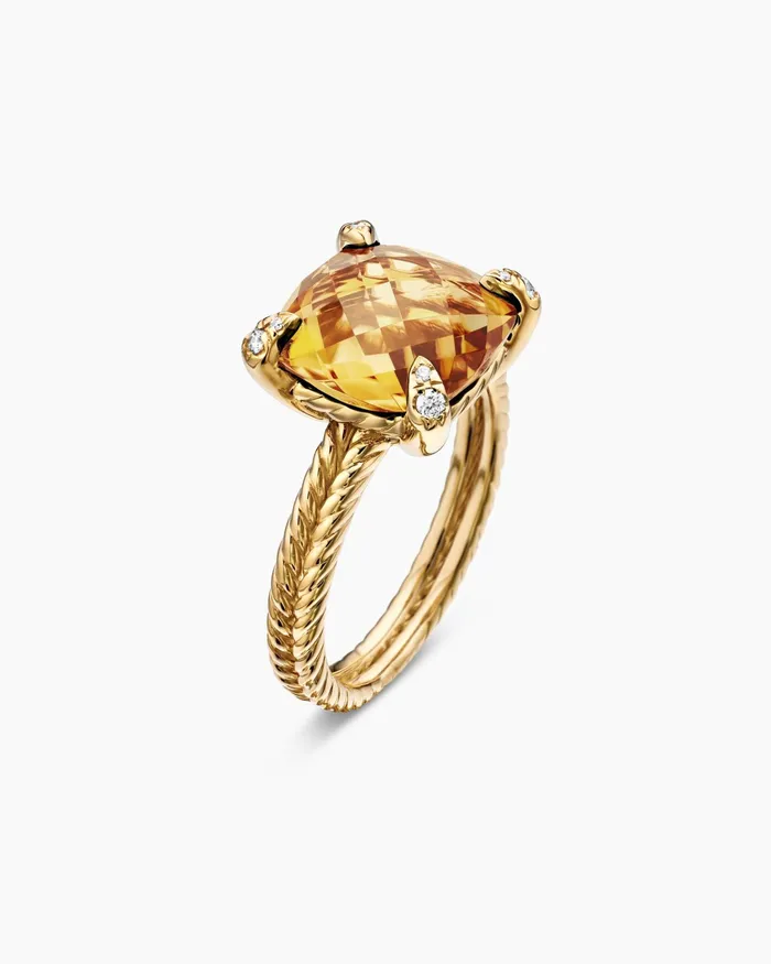 Chatelaine Ring In 18K Yellow Gold With Diamonds 11mm Women David Yurman Statement Chatelaine Ring In 18K Yellow Gold With Diamonds 11mm Women David Yurman Statement