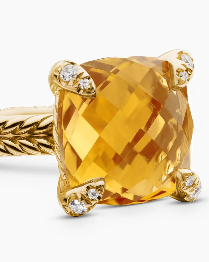 Chatelaine Ring In 18K Yellow Gold With Diamonds 11mm Women David Yurman Statement Chatelaine Ring In 18K Yellow Gold With Diamonds 11mm Women David Yurman Statement