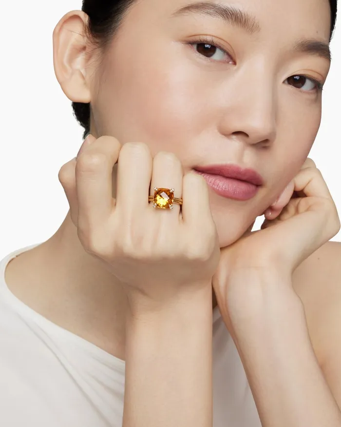 Chatelaine Ring In 18K Yellow Gold With Diamonds 11mm Women David Yurman Statement Chatelaine Ring In 18K Yellow Gold With Diamonds 11mm Women David Yurman Statement