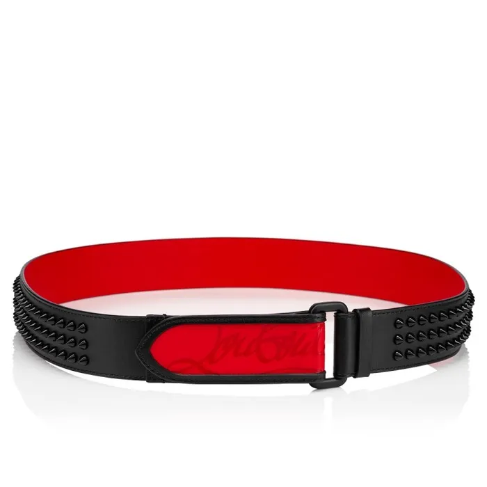 Christian Louboutin Belts Men Loubi Belt Belt 8211 Calf Leather And Spikes 8211 Black And Loubi