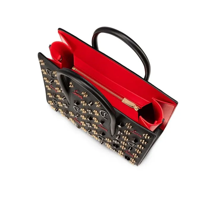 Christian Louboutin Crossbody Bags Women Paloma Medium Top Handle Bag 8211 Calf Leather And Gold Spikes Loubinthesky 8211 Black