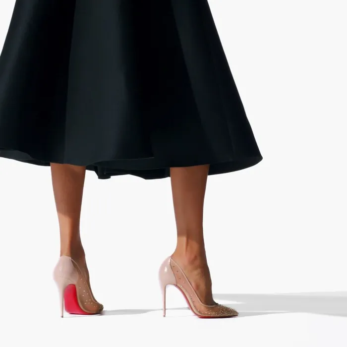 Christian Louboutin Pumps Women Follies Strass 100 Mm Pumps 8211 Net Suede Calf And Strass 8211 Light Silk