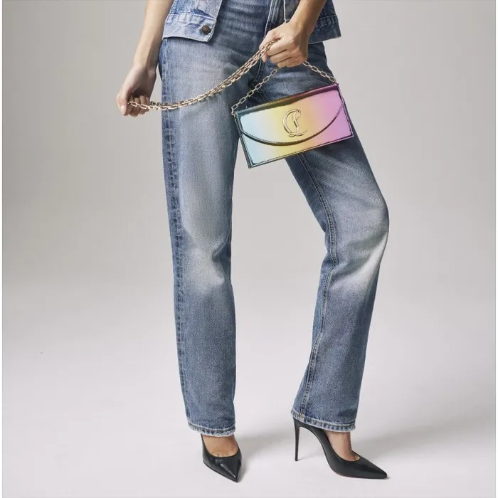 Christian Louboutin Shoulder Bags Women Loubi54 Clutch 8211 Boreal Specchio Leather 8211 Multicolor