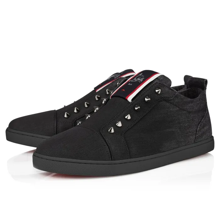 Christian Louboutin Sneakers Men FAV Fique A Vontade Slipon Sneakers 8211 Denim Brushed Effect 8211 Black Christian Louboutin Sneakers Men FAV Fique A Vontade Slipon Sneakers 8211 Denim Brushed Effect 8211 Black
