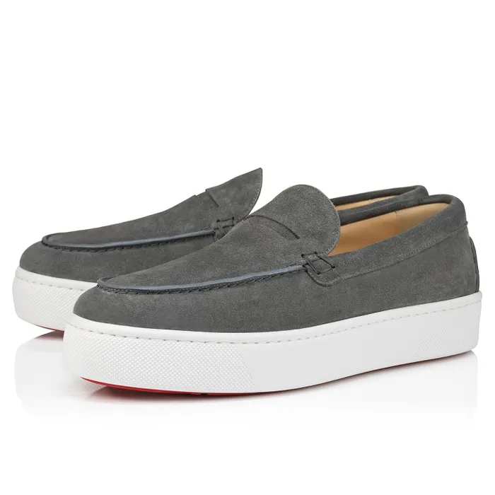 Christian Louboutin Sneakers Men Paqueboat Boat Shoes 8211 Calf Leather 8211 Grey