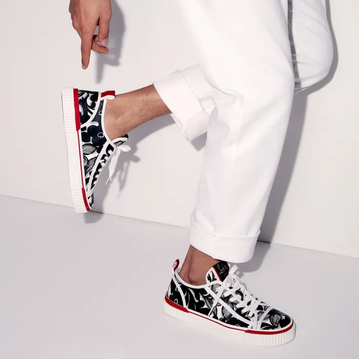 Christian Louboutin Sneakers Men Pedro Junior Sneakers 8211 Petunia Printed Fabric 8211 Black Christian Louboutin Sneakers Men Pedro Junior Sneakers 8211 Petunia Printed Fabric 8211 Black