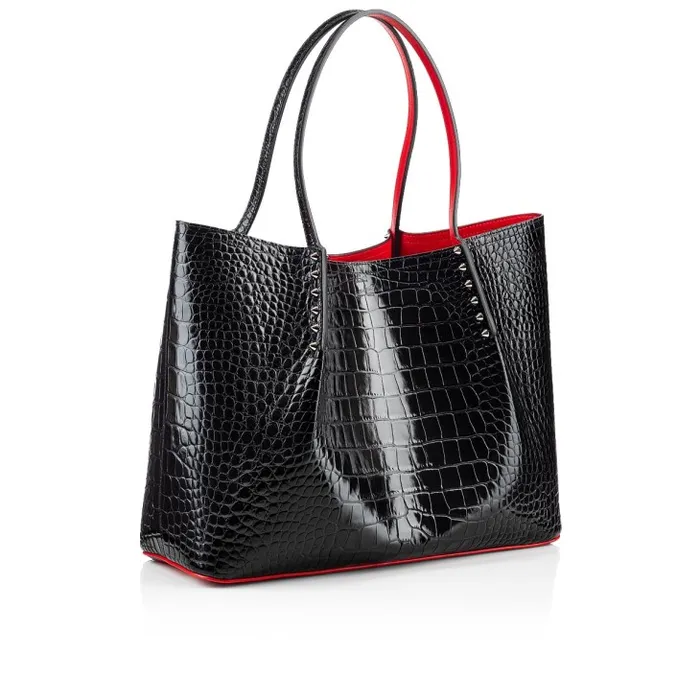 Christian Louboutin Totes Women Cabarock Large Tote Bag 8211 Alligator Embossed Calf Leather And Spikes 8211 Black