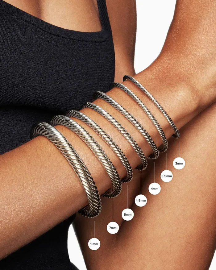 Classic Cable Bracelet In Sterling Silver With 14K Yellow Gold 7mm Women David Yurman Cuff Classic Cable Bracelet In Sterling Silver With 14K Yellow Gold 7mm Women David Yurman Cuff