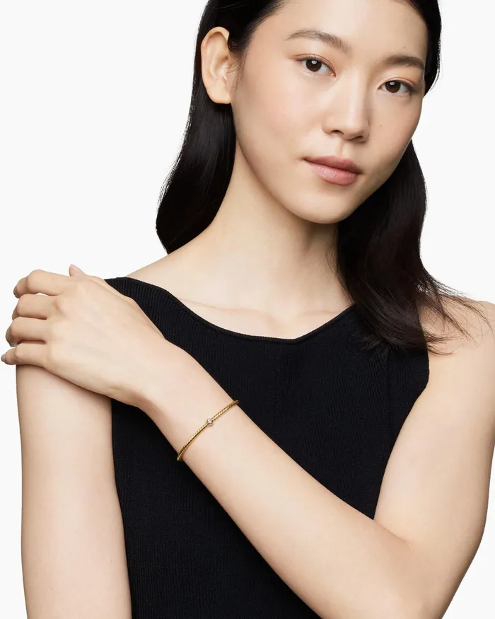 Classic Cablespira Station Bracelet In 18K Yellow Gold With Diamonds 3mm Women David Yurman Cuff Classic Cablespira Station Bracelet In 18K Yellow Gold With Diamonds 3mm Women David Yurman Cuff