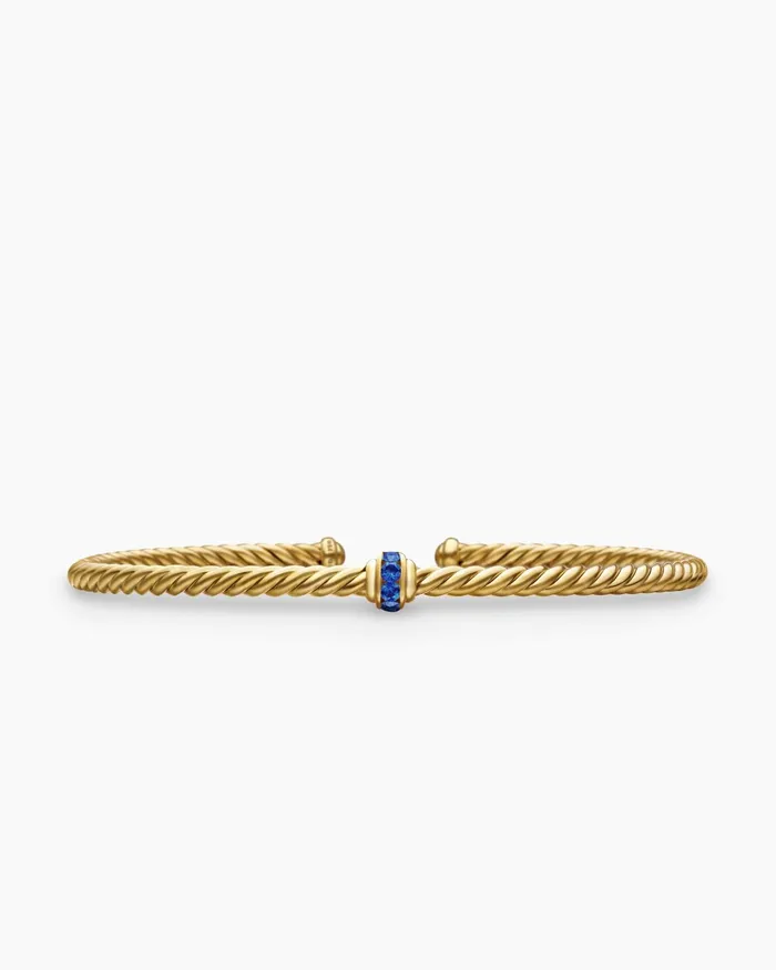Classic Cablespira Station Bracelet In 18K Yellow Gold With Pav 3mm Women David Yurman Cuff Classic Cablespira Station Bracelet In 18K Yellow Gold With Pav 3mm Women David Yurman Cuff