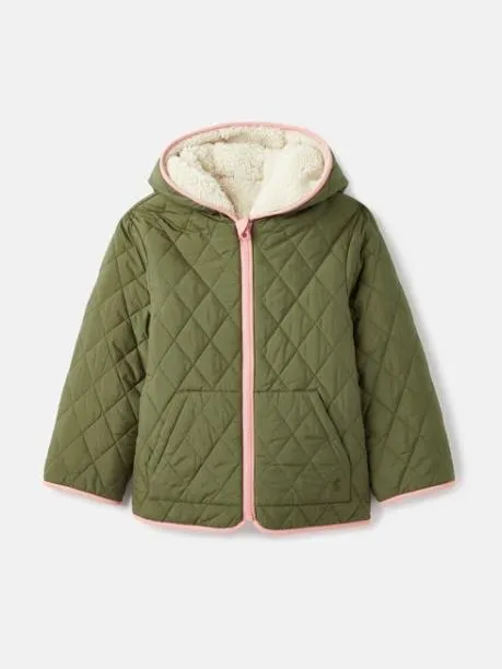 Coats and Jackets Girls Joules Cream Fleece Lined Reversible Quilted Jacket