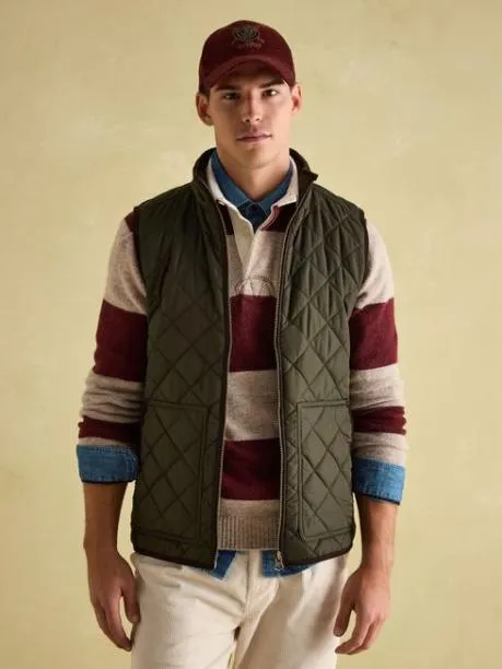 Coats and Jackets Men Joules Green Diamond Quilted Gilet
