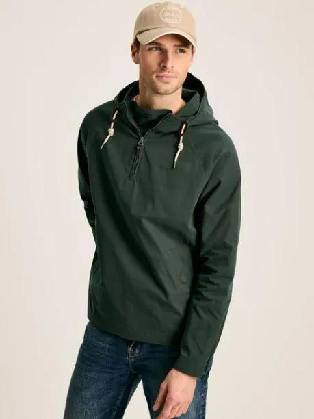 Coats and Jackets Men Joules Green Pullover Dry Wax Jacket With Hood