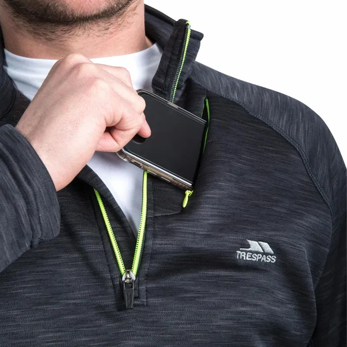 Collins 12 Zip Fleece Black Marl Men Trespass Fleeces