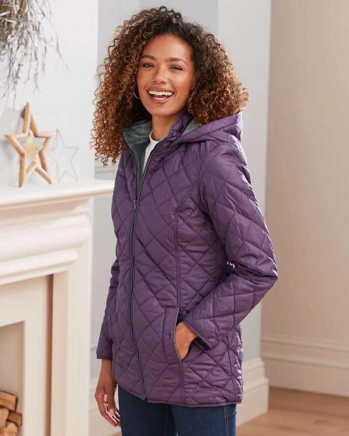 Cotton Traders Coats and Jackets Faux FurLined Hooded Quilted Jacket 8211 Women