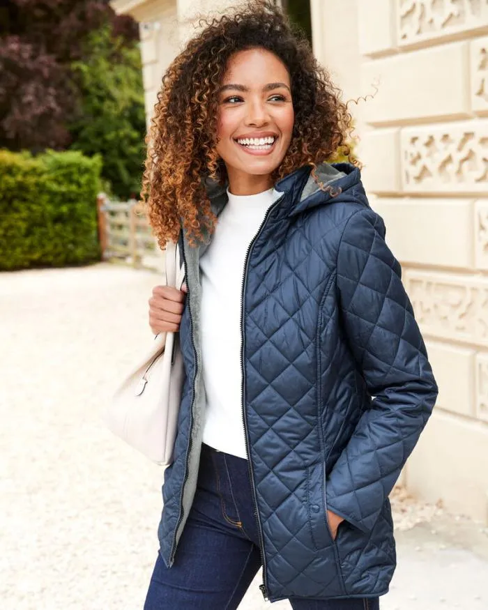 Cotton Traders Coats and Jackets Faux FurLined Hooded Quilted Jacket 8211 Women