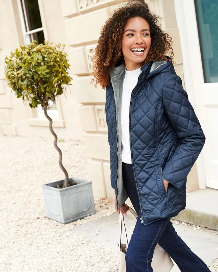 Cotton Traders Coats and Jackets Faux FurLined Hooded Quilted Jacket 8211 Women