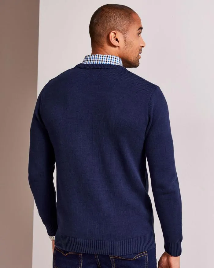 Cotton Traders Knitwear Crew Neck Mock Shirt Jumper 8211 Men