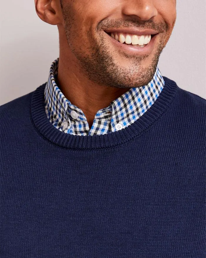 Cotton Traders Knitwear Crew Neck Mock Shirt Jumper 8211 Men