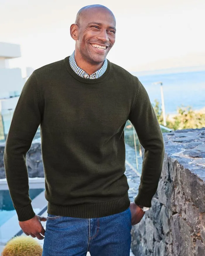 Cotton Traders Knitwear Crew Neck Mock Shirt Jumper 8211 Men