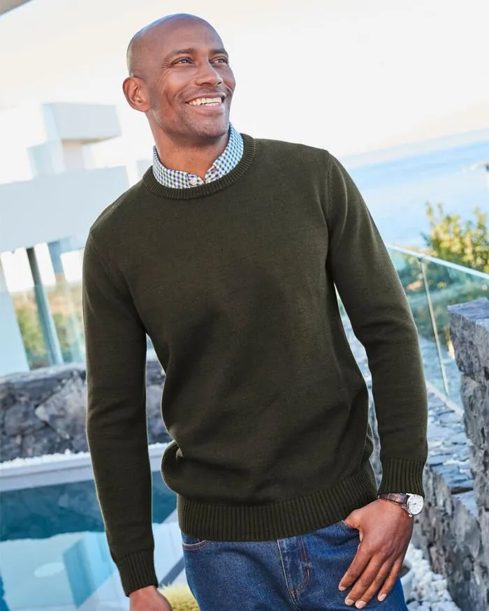 Cotton Traders Knitwear Crew Neck Mock Shirt Jumper 8211 Men
