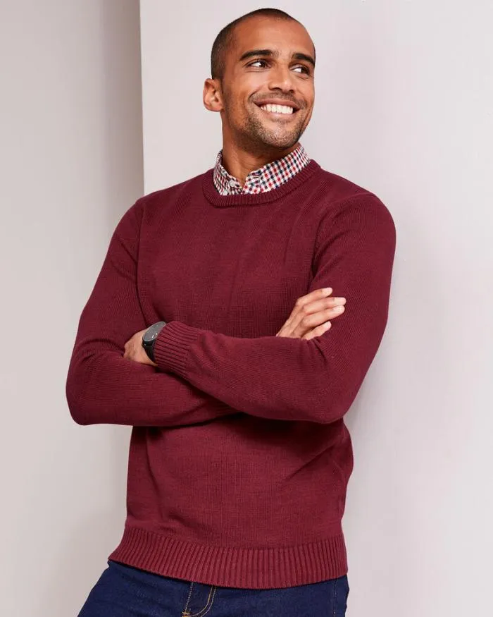 Cotton Traders Knitwear Crew Neck Mock Shirt Jumper 8211 Men