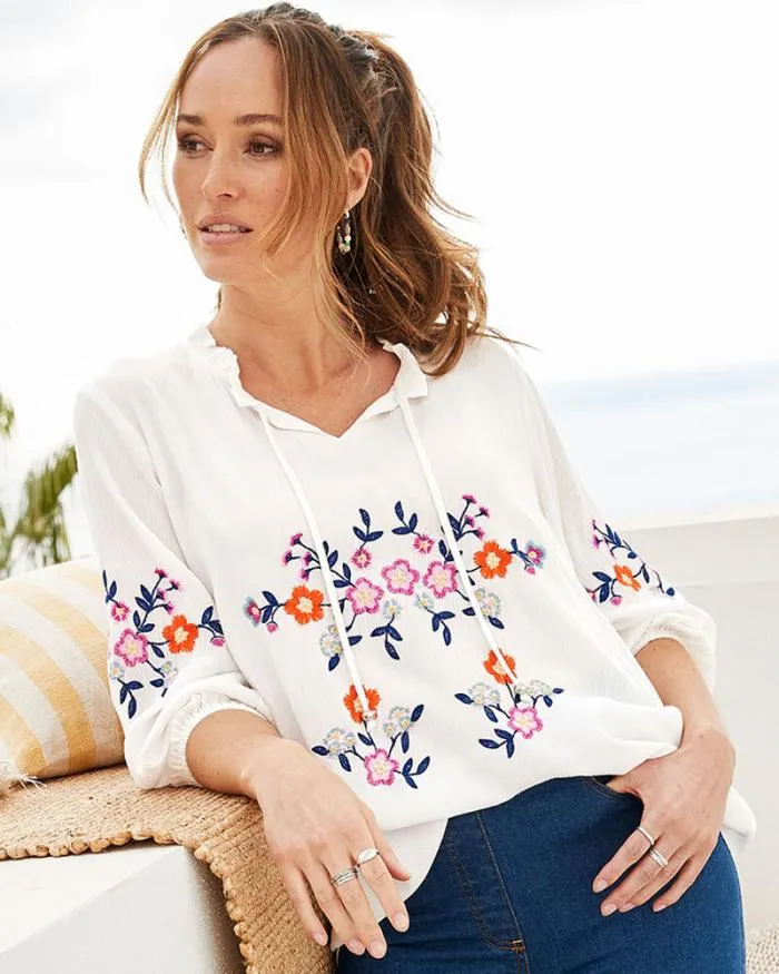 Cotton Traders Shirts and Blouses Embroidered Sleeve Crinkle Blouse 8211 Women Cotton Traders Shirts and Blouses Embroidered Sleeve Crinkle Blouse 8211 Women