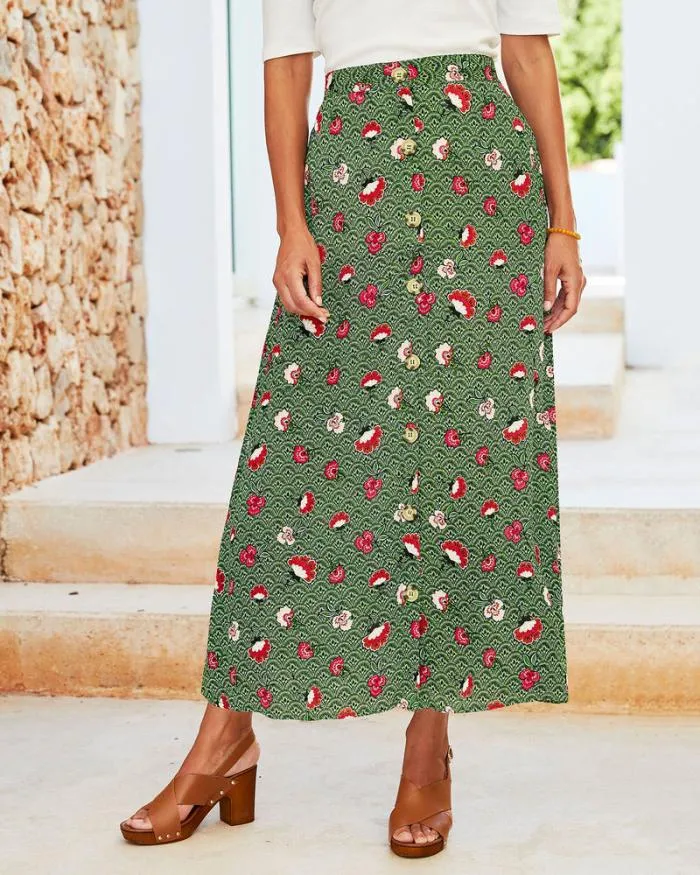 Cotton Traders Skirts Serendipity ButtonFront PullOn Midi Skirt 8211 Women