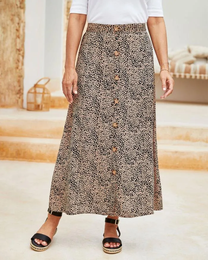 Cotton Traders Skirts Serendipity ButtonFront PullOn Midi Skirt 8211 Women