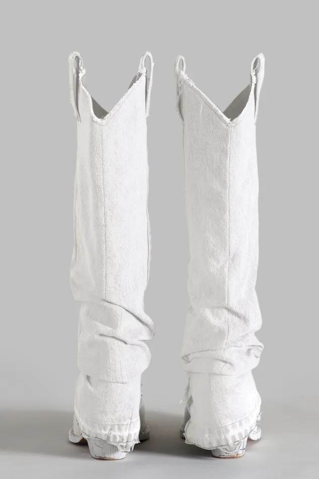 Cowboy Boots Women Mid Cowboy Boot With Sleeve 8211 White Denim R13 Cowboy Boots Women Mid Cowboy Boot With Sleeve 8211 White Denim R13