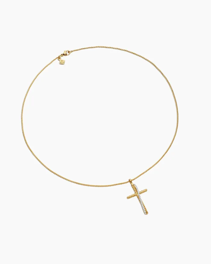Crossover Cross Necklace In 18K Yellow Gold With Diamonds 356mm Women David Yurman Pendant Crossover Cross Necklace In 18K Yellow Gold With Diamonds 356mm Women David Yurman Pendant