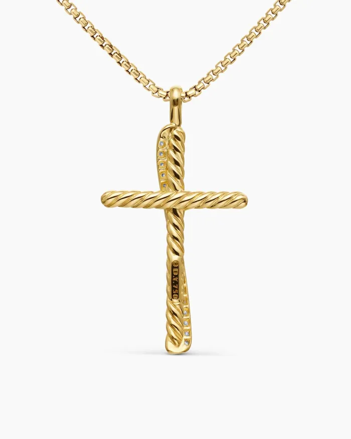 Crossover Cross Necklace In 18K Yellow Gold With Diamonds 356mm Women David Yurman Pendant Crossover Cross Necklace In 18K Yellow Gold With Diamonds 356mm Women David Yurman Pendant