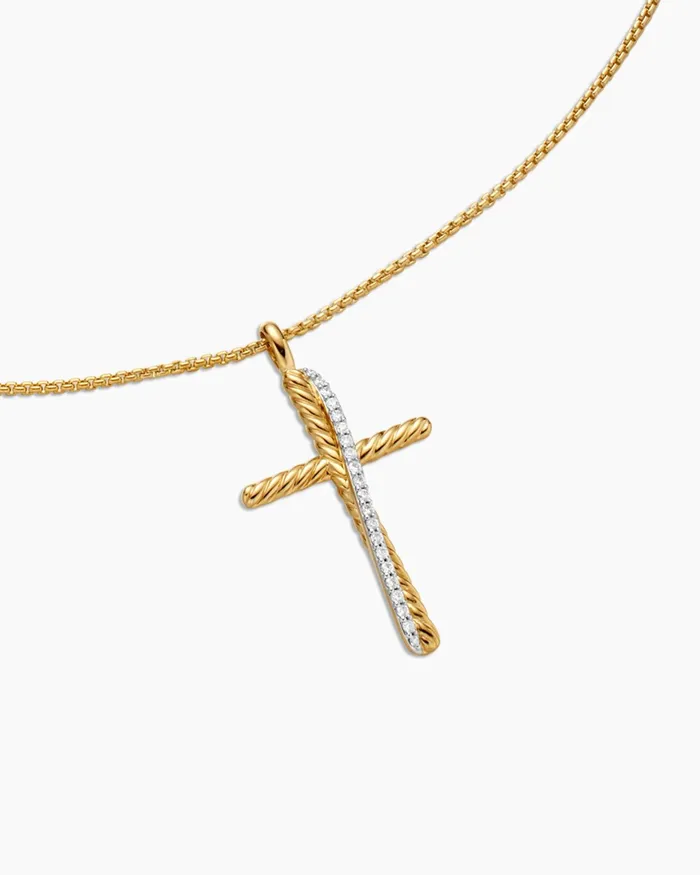 Crossover Cross Necklace In 18K Yellow Gold With Diamonds 356mm Women David Yurman Pendant Crossover Cross Necklace In 18K Yellow Gold With Diamonds 356mm Women David Yurman Pendant