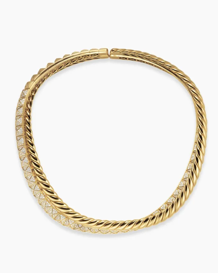Crossover Trio Collar Necklace In 18K Yellow Gold With Diamonds 165mm Women David Yurman Statement Crossover Trio Collar Necklace In 18K Yellow Gold With Diamonds 165mm Women David Yurman Statement