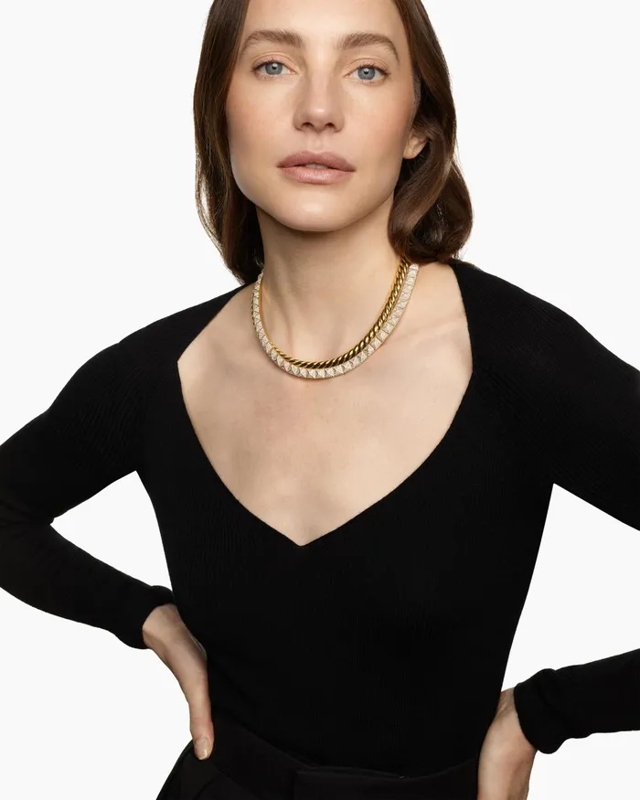 Crossover Trio Collar Necklace In 18K Yellow Gold With Diamonds 165mm Women David Yurman Statement Crossover Trio Collar Necklace In 18K Yellow Gold With Diamonds 165mm Women David Yurman Statement