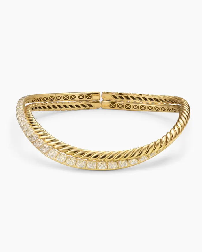 Crossover Trio Collar Necklace In 18K Yellow Gold With Diamonds 165mm Women David Yurman Statement Crossover Trio Collar Necklace In 18K Yellow Gold With Diamonds 165mm Women David Yurman Statement