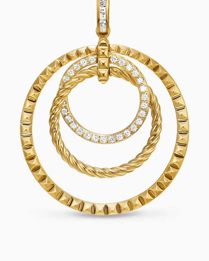 Crossover Trio Drop Earrings In 18K Yellow Gold With Diamonds 35mm Women David Yurman Hoop