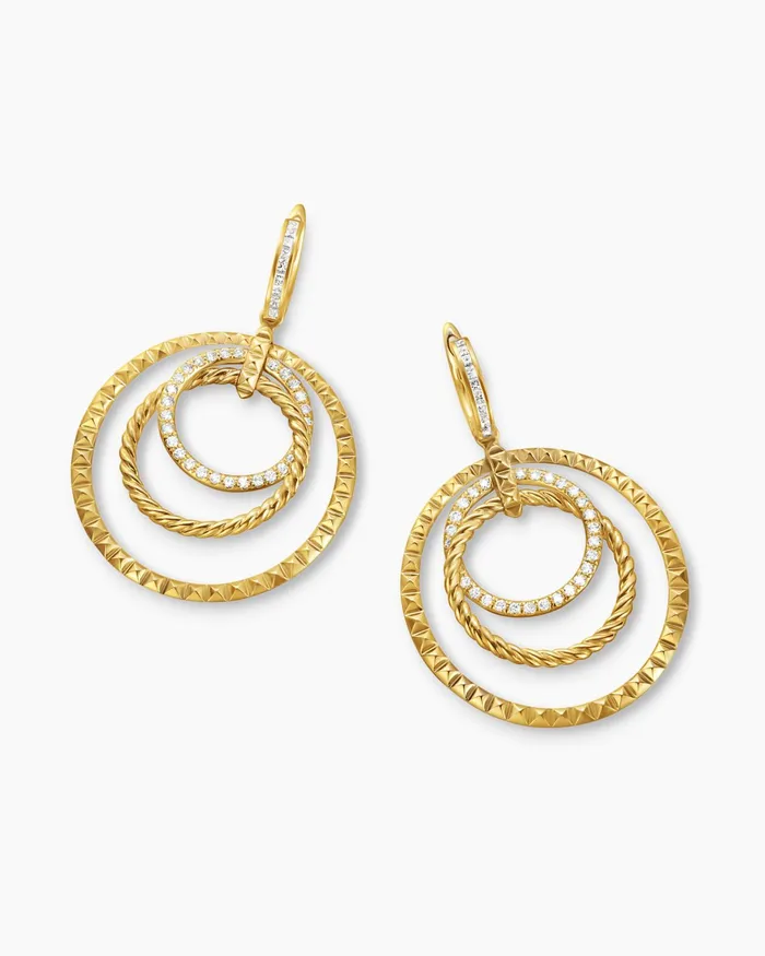 Crossover Trio Drop Earrings In 18K Yellow Gold With Diamonds 35mm Women David Yurman Hoop