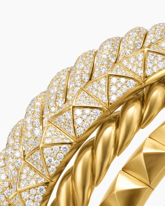 Crossover Trio Multi Row Cuff Bracelet In 18K Yellow Gold With Diamonds 33mm Women David Yurman Cuff Crossover Trio Multi Row Cuff Bracelet In 18K Yellow Gold With Diamonds 33mm Women David Yurman Cuff