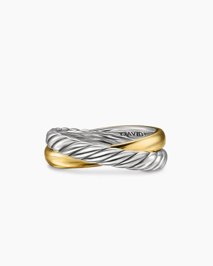 Crossover Two Row Rotating Ring In Sterling Silver With 14K Yellow Gold 7mm Women David Yurman Band Crossover Two Row Rotating Ring In Sterling Silver With 14K Yellow Gold 7mm Women David Yurman Band