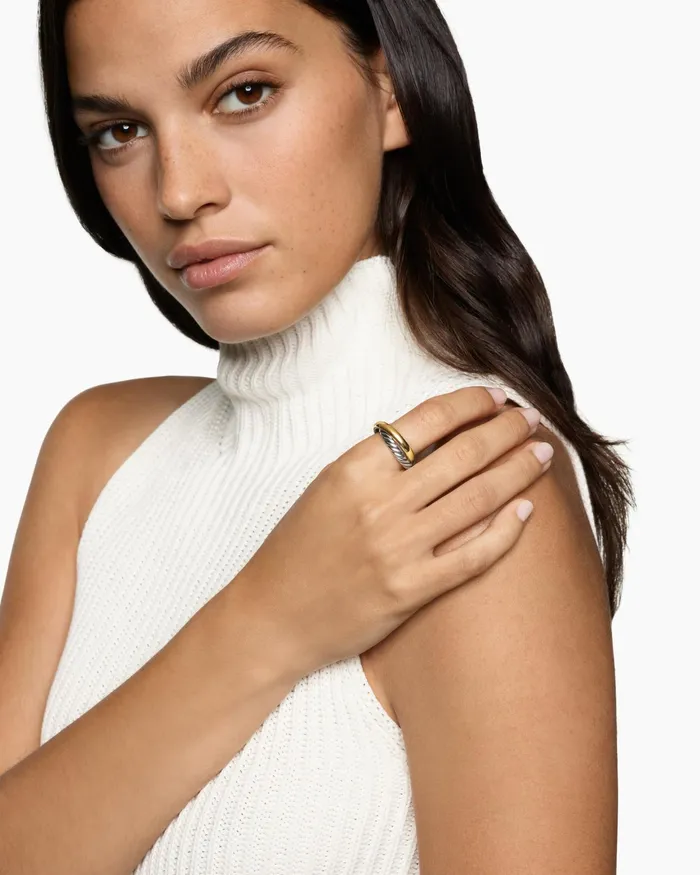 Crossover Two Row Rotating Ring In Sterling Silver With 14K Yellow Gold 7mm Women David Yurman Band Crossover Two Row Rotating Ring In Sterling Silver With 14K Yellow Gold 7mm Women David Yurman Band